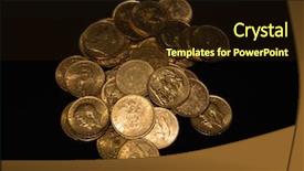  Presentation with pay - PPT layouts with real gold coins over dark background and a wine colored foreground