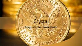  Presentation with gold - PPT theme enhanced with real gold coins over dark background and a yellow colored foreground