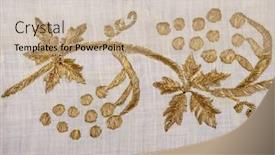  Presentation with linen - Cool new PPT layouts with real-gold-flowers-on-hand backdrop and a mint green colored foreground