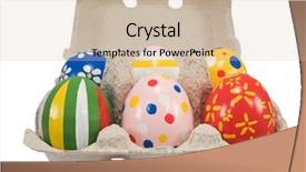  Presentation with kids hand prints paint - Colorful theme enhanced with real hand painted easter eggs backdrop and a  colored foreground