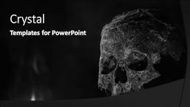  Presentation with spooky - Presentation design with real-human-skull-in-mysterious background and a black colored foreground