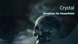  Presentation with spooky - Slides consisting of real-human-skull-in-mysterious background and a tawny brown colored foreground