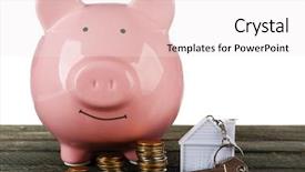  Presentation with banking bank vault door - Beautiful theme featuring real life pigs - piggy bank style money box backdrop and a  colored foreground