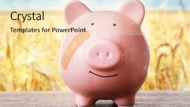  Presentation with piggy bank is evil - PPT layouts enhanced with real life pigs - piggy bank with adhesive bandage background and a  colored foreground