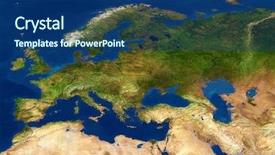  Presentation with europe - PPT theme featuring real looking earth map europe background and a ocean colored foreground