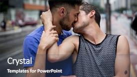  Presentation with avenue - Theme having real madrid - gay couple kissing in paulista background and a ocean colored foreground