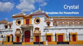  Presentation with spain - Presentation theme enhanced with real maestranza bullring plaza toro background and a teal colored foreground