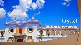  Presentation with real food beef - Cool new slide deck with real maestranza bullring plaza toro backdrop and a cobalt blue colored foreground