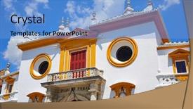  Presentation with spain - Beautiful slide set featuring real maestranza bullring plaza toro backdrop and a light blue colored foreground