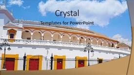  Presentation with real food beef - Amazing PPT layouts having real maestranza bullring plaza toro backdrop and a light blue colored foreground