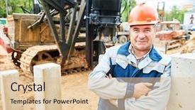 Presentation with driver - Cool new PPT layouts with real man - construction worker in front backdrop and a  colored foreground