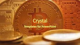  Presentation with money bitcoin - Beautiful PPT layouts featuring real money macro closeup description backdrop and a tawny brown colored foreground