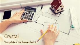  Presentation with architecture construction - Slide deck having real numbers - business architecture building construction background and a lemonade colored foreground