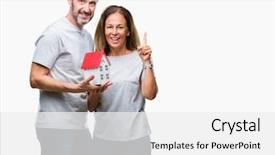  Presentation with number - Presentation theme having real numbers - middle age hispanic casual couple background and a white colored foreground