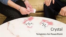  Presentation with deck of playing cards - Colorful slides enhanced with real numbers - senior couple playing cards backdrop and a sky blue colored foreground