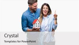  Presentation with young happy couple - Beautiful theme featuring real numbers - young couple in love holding backdrop and a white colored foreground