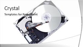  Presentation with hard disk drive - Slide deck having real open hard drive isolated background and a white colored foreground