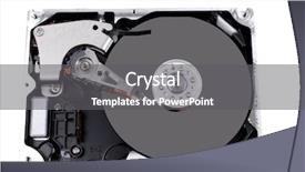  Presentation with hard disk drive - Beautiful slides featuring real open hard drive isolated backdrop and a gray colored foreground