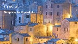  Presentation with illumination - Presentation design consisting of real-picturesque-small-town background and a ocean colored foreground