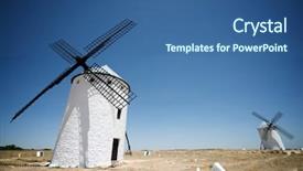  Presentation with windmills - Theme consisting of quixote - windmills in campo de criptana background and a ocean colored foreground
