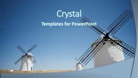  Presentation with spain music - Colorful theme enhanced with quixote - windmills in campo de criptana backdrop and a ocean colored foreground