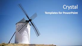  Presentation with windmills - PPT layouts enhanced with quixote - windmills in alcazar de san background and a  colored foreground