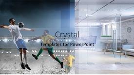  Presentation with football stadium - Beautiful theme featuring real room vs and stadium football game backdrop and a light blue colored foreground