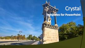  Presentation with royal hotels - Presentation design with real royal bridge 16 century background and a  colored foreground