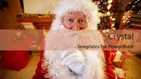  Presentation with santa - Beautiful PPT layouts featuring real santa claus gesturing shhh backdrop and a  colored foreground