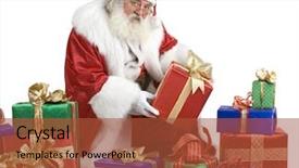  Presentation with pole - Presentation theme featuring real santa claus portrait taken at the south pole showing presents background and a red colored foreground
