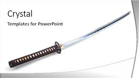  Presentation with sword - Cool new PPT theme with real sharp traditional japanese sword backdrop and a white colored foreground