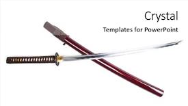  Presentation with samurai - Beautiful presentation featuring real sharp traditional japanese sword backdrop and a white colored foreground