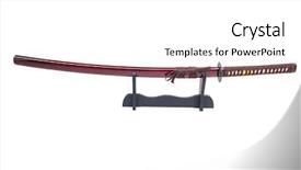  Presentation with purple floral sword - PPT layouts enhanced with real sharp traditional japanese sword background and a white colored foreground