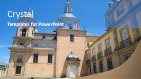  Presentation with spain - Theme featuring real-sitio-de-san-ildefonso background and a teal colored foreground