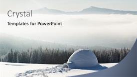 Presentation with mountain snow - Beautiful PPT theme featuring real-snow-igloo-house backdrop and a white colored foreground