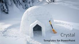  Presentation with snow - Amazing presentation having real-snow-igloo-house backdrop and a light blue colored foreground