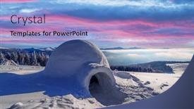 Presentation with sunlight - PPT theme consisting of real-snow-igloo-house background and a light blue colored foreground