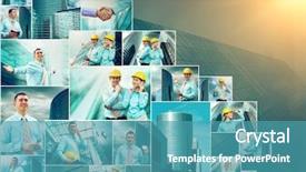  Presentation with metrics cloud collage business - Theme enhanced with real time stock - business collage of many businessman background and a teal colored foreground