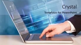  Presentation with database - Theme featuring real time stock - hand using laptop with database background and a light blue colored foreground