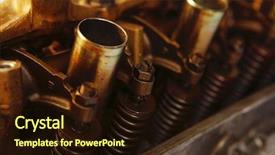  Presentation with motor engine - Presentation theme consisting of real used car motor engine background and a wine colored foreground