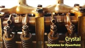  Presentation with motor engine - Colorful PPT theme enhanced with real used car motor engine backdrop and a wine colored foreground