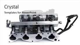  Presentation with motor engine - Amazing PPT layouts having real used car motor engine backdrop and a white colored foreground