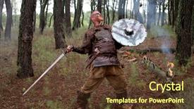  Presentation with sword - Amazing theme having real viking with his sword backdrop and a tawny brown colored foreground