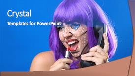  Presentation with voting women - Slide deck having lichtenstein - real women turned comic strip background and a cobalt blue colored foreground