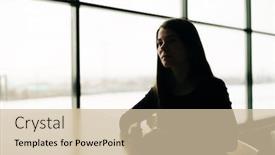  Presentation with shadow - Audience pleasing slide deck consisting of real-young-pretty-woman backdrop and a soft green colored foreground