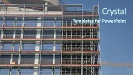  Presentation with under construction - Slides featuring realestate investment - detail of an office building background and a ocean colored foreground