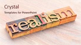  Presentation with color blocks - Presentation theme with realism word abstract in letterpress background and a lemonade colored foreground