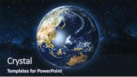  Presentation with realistic - Colorful PPT theme enhanced with realistic earth planet rotating backdrop and a navy blue colored foreground