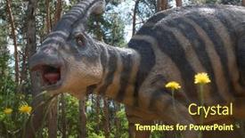  Presentation with realistic - Cool new presentation design with realistic-model-of-a-parasaurolophus backdrop and a tawny brown colored foreground