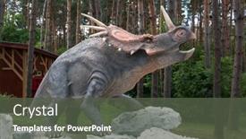  Presentation with realistic - Audience pleasing presentation theme consisting of realistic-model-of-a-triceratops backdrop and a dark gray colored foreground